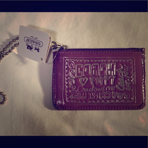 NWT - Coach purple patent leather Mini Wallet